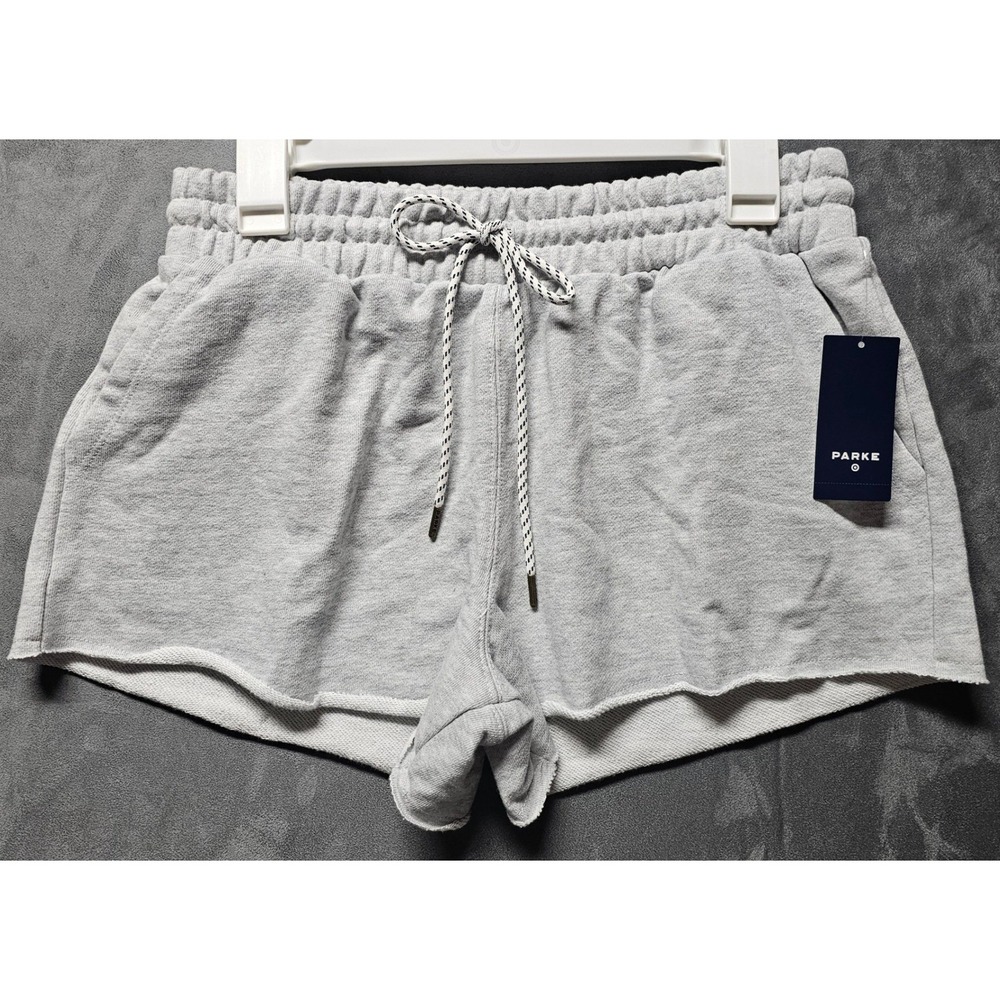 Parke x Target Heather Grey Sweat Shorts PCD007M Small High Rise Raw Hem NWT